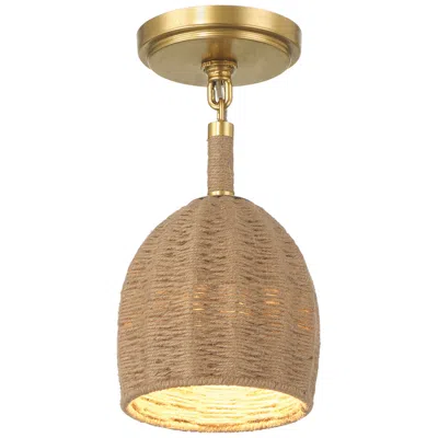 Crystorama Jace 6'' Led Soft Gold Semi Flush Mount In Brown