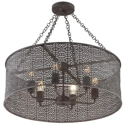 Crystorama Jasmine 25" Wide Bronze 6-light Drum Chandelier In Black