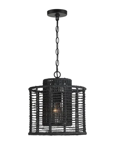 Crystorama Jayna 1 Light Matte Black Pendant