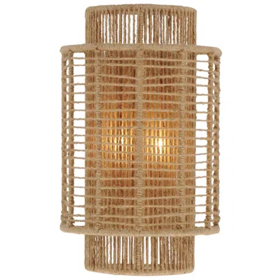 Crystorama Jayna 16" High Rustic Coastal Natural Jute Wall Sconce In Gold