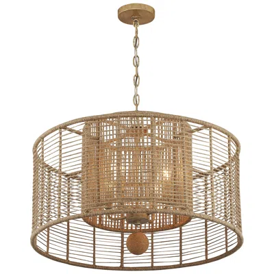 Crystorama Jayna 25" Wide 4-light Burnished Silver Drum Chandelier In Gold