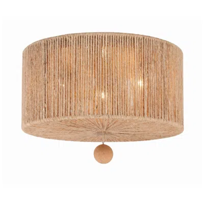 Crystorama Jessa 16" Wide Natural Jute Rope Ceiling Light In Gold