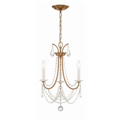Crystorama Karrington 14" Wide Antique Brass 3-light Mini Chandelier In Gold