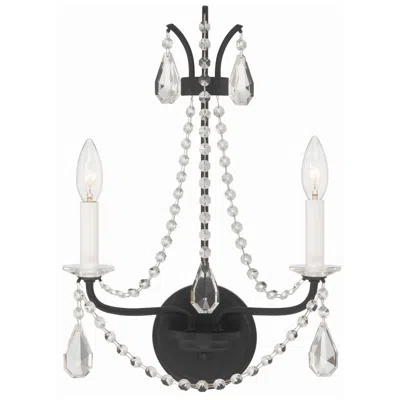 Crystorama Karrington 18 1/2" High Matte Black 2-light Wall Sconce