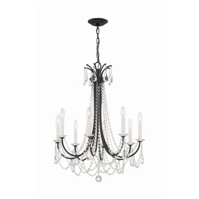 Crystorama Karrington 26"w Matte Black 8-light Chandelier