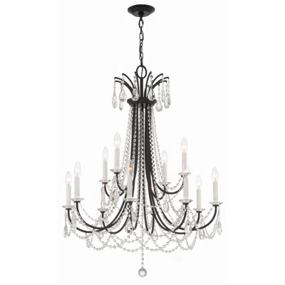 Crystorama Karrington 30" Wide Matte Black 12-light Chandelier