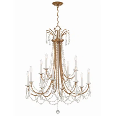 Crystorama Karrington 30"w Aged Brass 12-light Chandelier In Multi