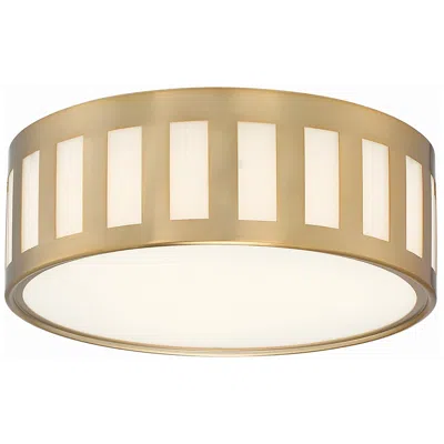 Crystorama Kendal 14" Wide Vibrant Gold Drum Ceiling Light
