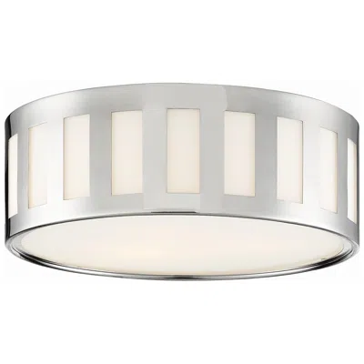 Crystorama Kendal 14"w Polished Nickel Drum Ceiling Light In Silver