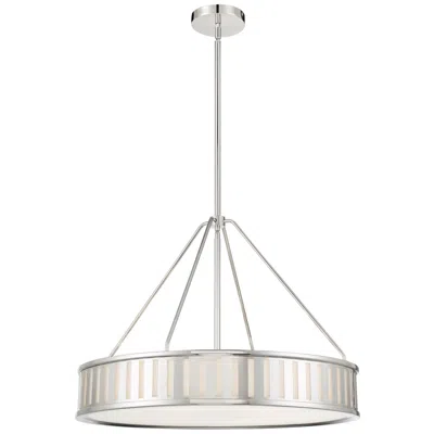 Crystorama Kendal 28"w Polished Nickel Drum Pendant Light In Silver