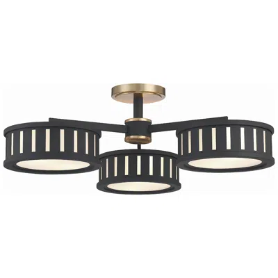 Crystorama Kendal 29 1/4" Wide Black 3-head Ceiling Light In Gold