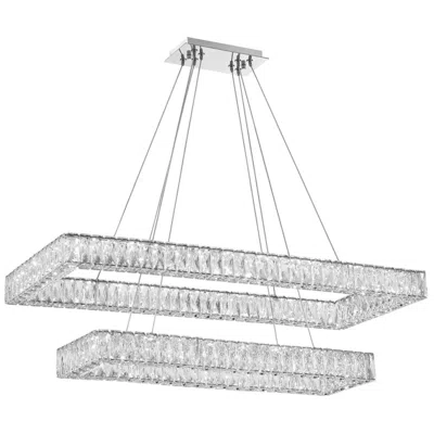 Crystorama Kinsley 41 1/2" Wide Chrome Led Linear Chandelier In Gray