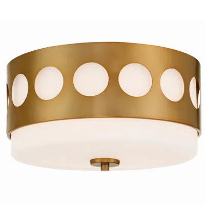 Crystorama Kirby 13 1/4"wide Vibrant Gold Drum Ceiling Light