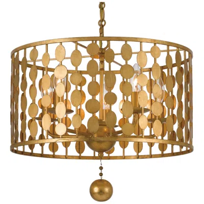 Crystorama Layla 18" Wide Antique Gold 5-light Pendant