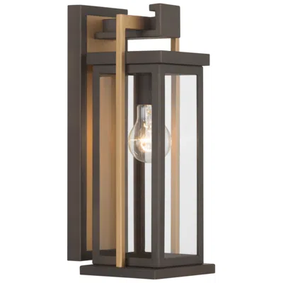Crystorama Lendel 6'' Twilight Bronze + Textured Gold Outdoor Sconce In Black