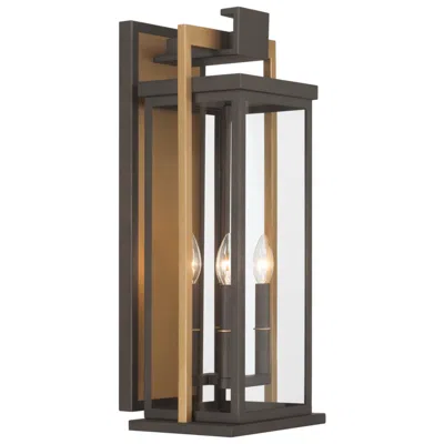 Crystorama Lendel 9.75'' Twilight Bronze + Textured Gold Outdoor Sconce