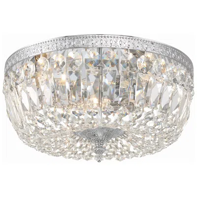 Crystorama Lexington 14" Chrome And Crystal Glass Dome Ceiling Light In Silver