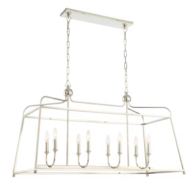 Crystorama Libby 42" Wide Polished Nickel 8-light Linear Chandelier In Silver