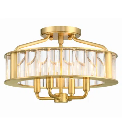 Crystorama Libby Langdon For  Farris 4 Light Aged Brass Ceiling Mount In Gold