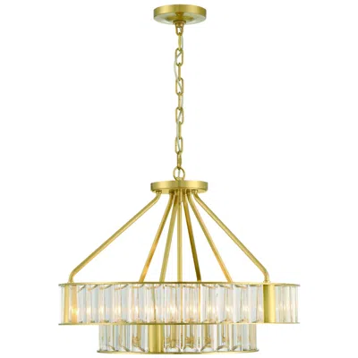 Crystorama Libby Langdon For  Farris 6 Light Aged Brass Chandelier In Gold