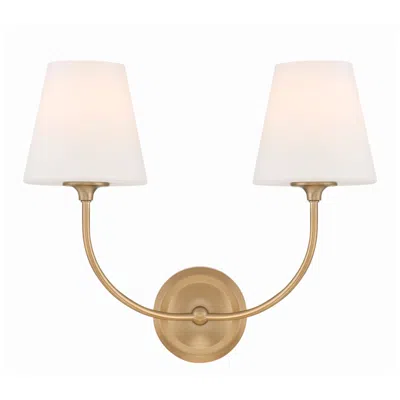Crystorama Libby Langdon For  Sylvan 2 Light Vibrant Gold Bathroom Vanity