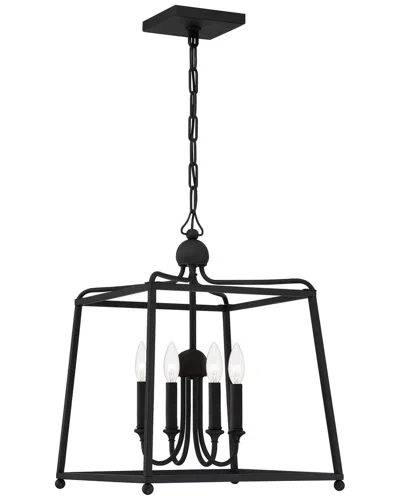 Crystorama Sylvan 4-light Black Forged Chandelier