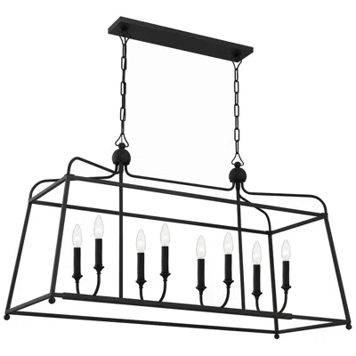 Crystorama Libby Langdon For  Sylvan 8 Light Black Forged Chandelier