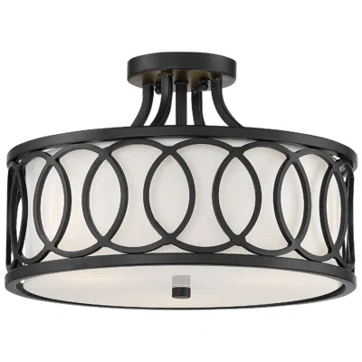 Crystorama Libby Langdon Graham 15'' Matte Black Semi Flush Mount