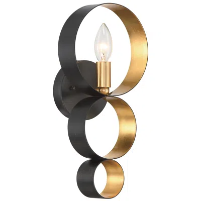 Crystorama Luna 14 3/4" High Bronze And Gold Sconce In Black