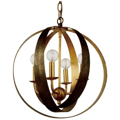 Crystorama Luna 16"w Bronze And Gold 4-light Orb Chandelier