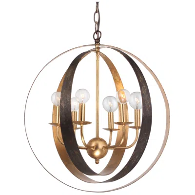 Crystorama Luna 21"w Bronze And Antique Gold 6-light Orb Chandelier In Black