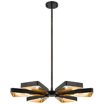 Crystorama Luna 26 3/4"w Bronze And Gold 6-light Pendant In Black
