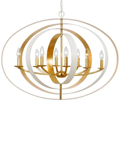 Crystorama Luna 8-light Matte White & Antique Gold Chandelier