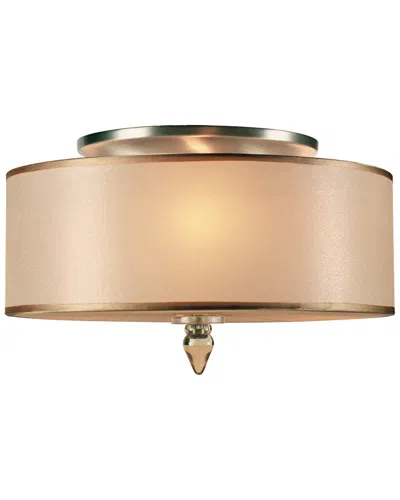 CRYSTORAMA CRYSTORAMA LUXO 3-LIGHT DRUM SHADE BRASS FLUSH MOUNT