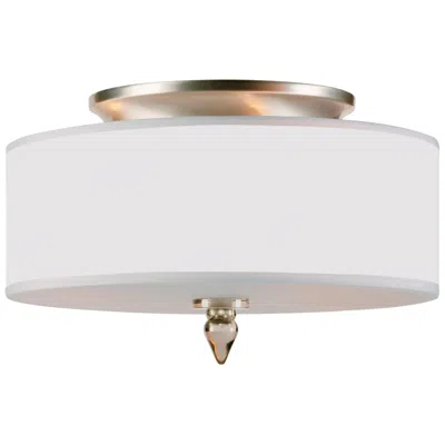 Crystorama Luxo Satin Nickel 14" Wide Ceiling Light In White