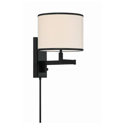 Crystorama Madision Matte Black Plug-in/hardwire Swing Arm Wall Lamp
