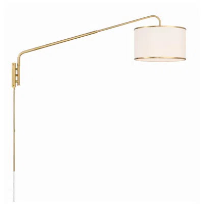 Crystorama Mallory Soft Brass Swing Arm Wall Lamp In Pink