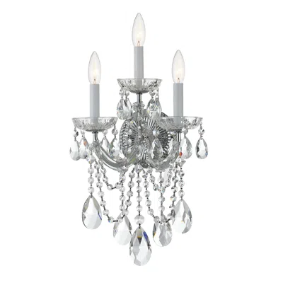 CRYSTORAMA MARIA THERESA 22" HIGH POLISHED CHROME 3-LIGHT WALL SCONCE