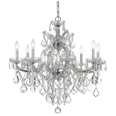 Crystorama Maria Theresa 28" Wide Polished Nickel 9-light Chandelier In Silver
