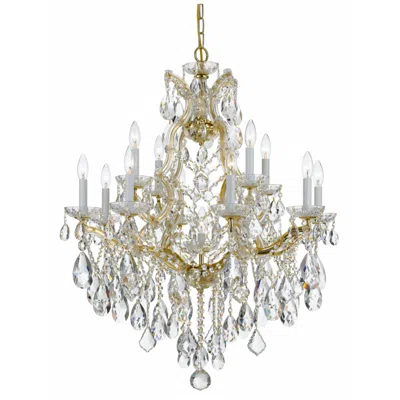 Crystorama Maria Theresa 28"w Gold 13-light Crystal Chandelier In Multi