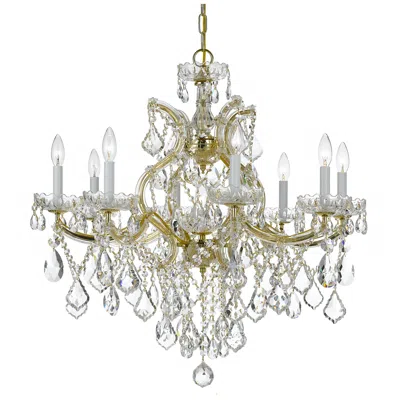 Crystorama Maria Theresa 28"w Gold 9-light Crystal Chandelier