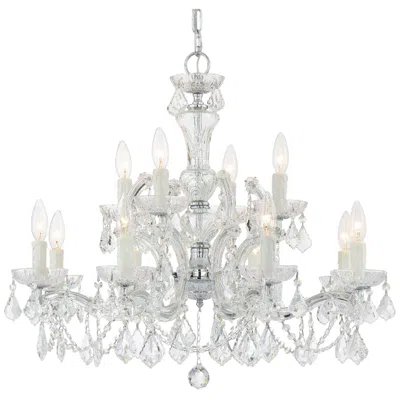 Crystorama Maria Theresa 29" Chrome And Crystal 12-light Chandelier In Silver