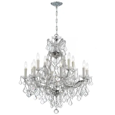 Crystorama Maria Theresa 29"w Chrome And Crystal 13-light Chandelier In Silver