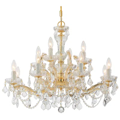 Crystorama Maria Theresa 29"w Gold 12-light Crystal Chandelier