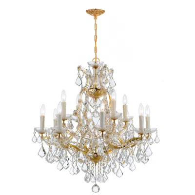Crystorama Maria Theresa 29"w Gold 13-light Crystal Chandelier In Multi