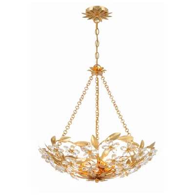 Crystorama Marselle 24" Wide Antique Gold 6-light Chandelier