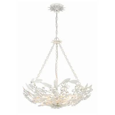Crystorama Marselle 24" Wide Matte White 6-light Chandelier In Silver
