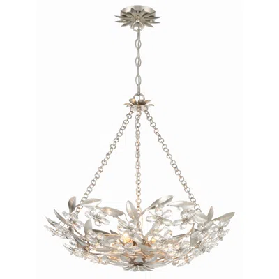 Crystorama Marselle 24"w Antique Silver 6-light Chandelier