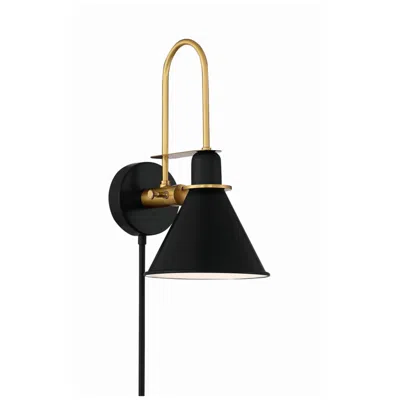 Crystorama Medford 7'' Matte Black Task Sconce