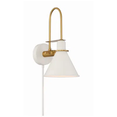 Crystorama Medford 7'' White Task Sconce In Gold